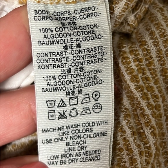 Free People CARAWAY Skinny Slim Pants mustard yellow Striped Drawstring- Size 6 - Picture 6 of 15